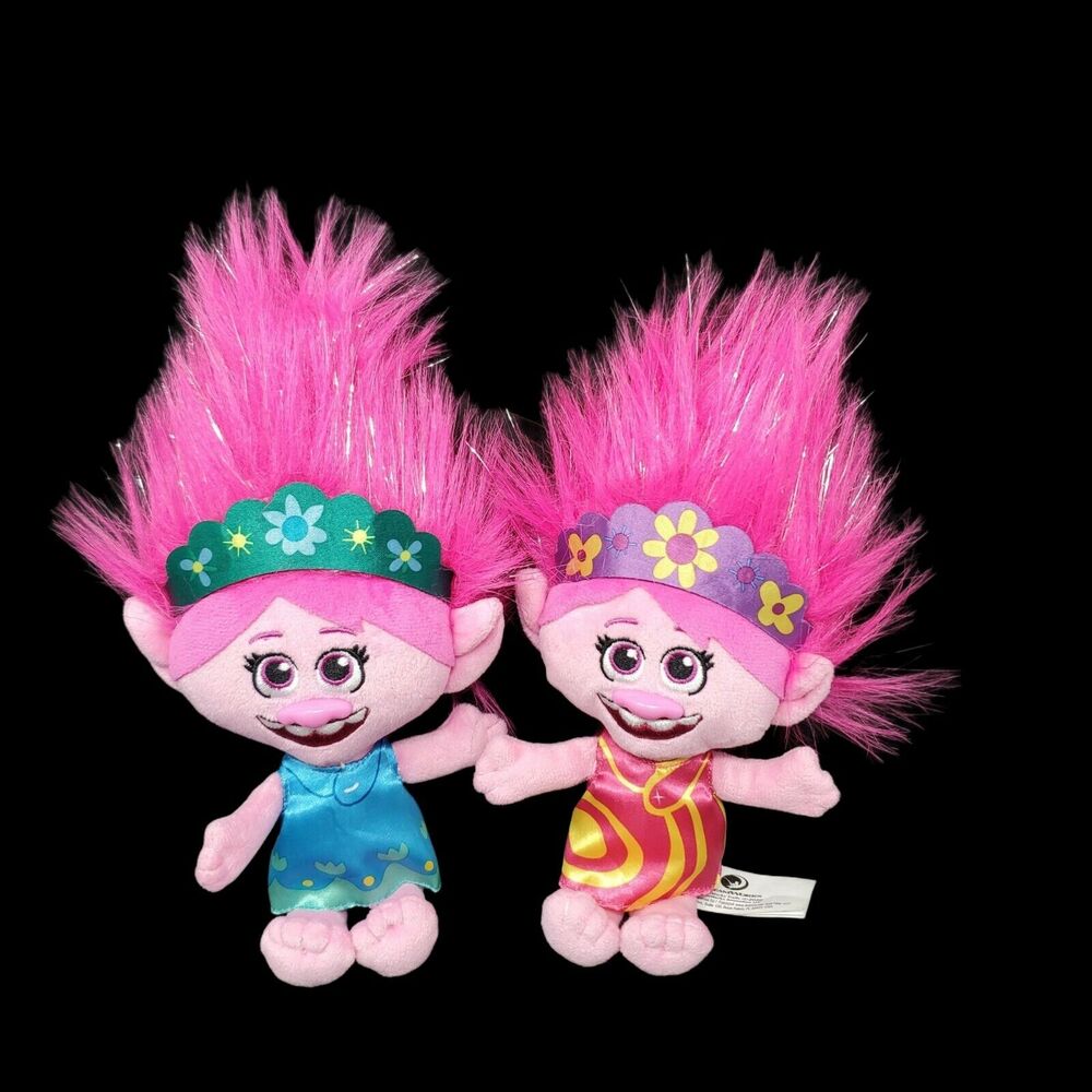 DreamWorks Trolls Doll Plush Stuffed Poppy 11" Pink Purple Blue World Tour Soft